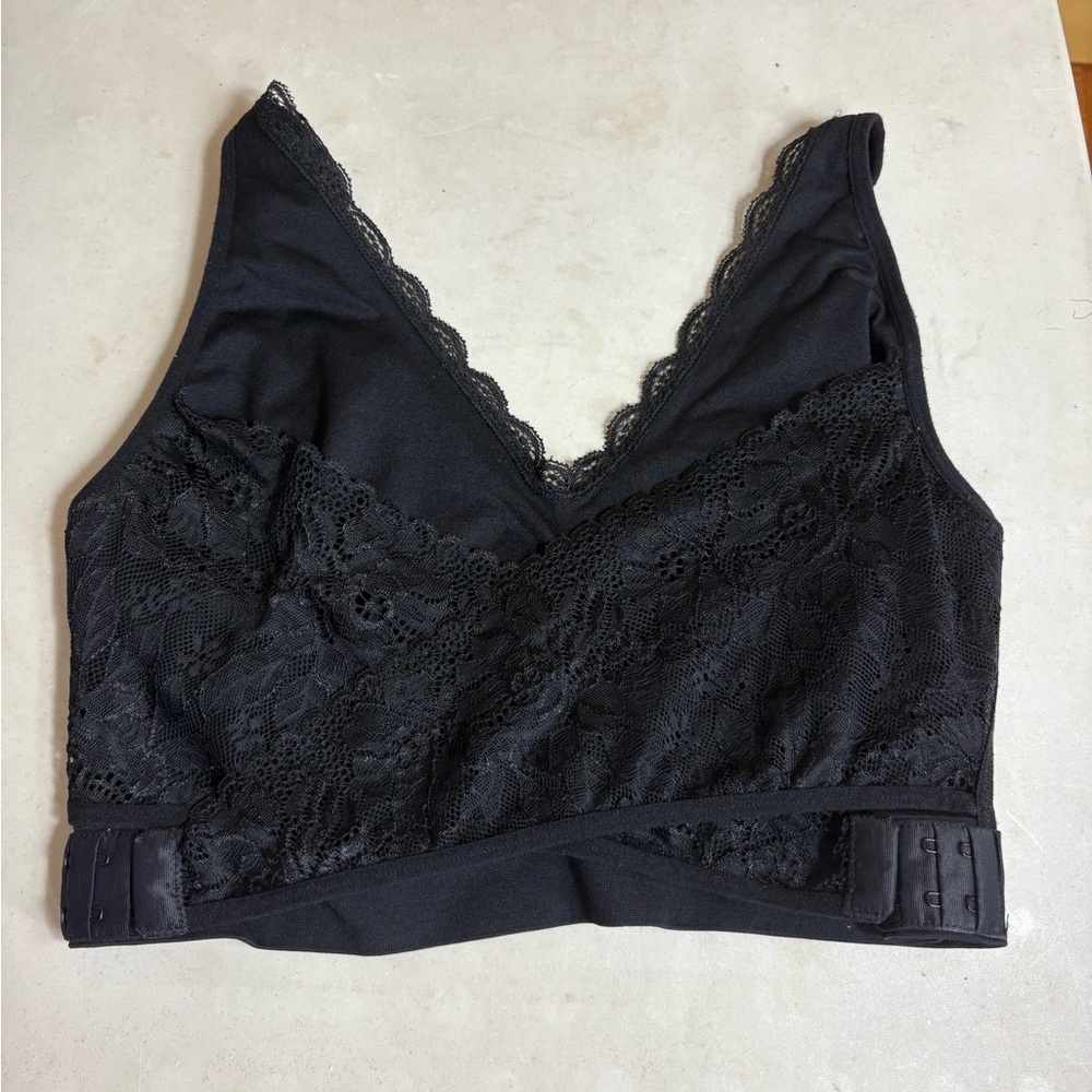 Cara Mia Black Lace Criss Cross Comfort Lift Support Bra Bralette Size 2X